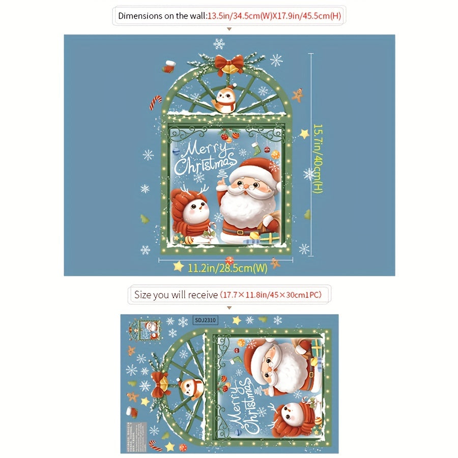 Christmas Window Sticker Santa Claus Snowman Decoration