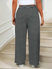Women's Plus Stripe Print Wide Leg Trousers