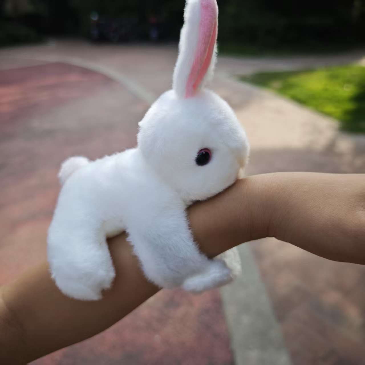 Soft Rabbit Plush Wrist Toy Bunny Stuffed Animal with Expressive Eyes