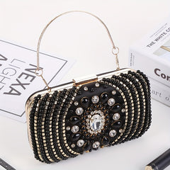 Rhinestone Evening Bag Faux Pearl Clutch Purse for Party