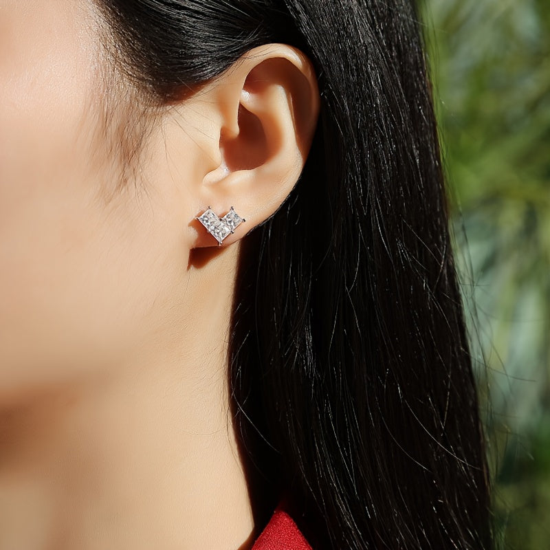 Moissanite Earrings 925 Silver Women's Ear Studs