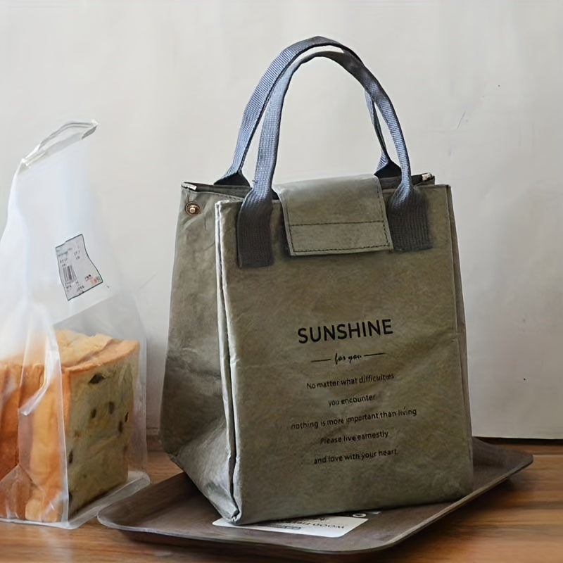 Waterproof Paper Bento Bag Insulated Lunch Box Handbag