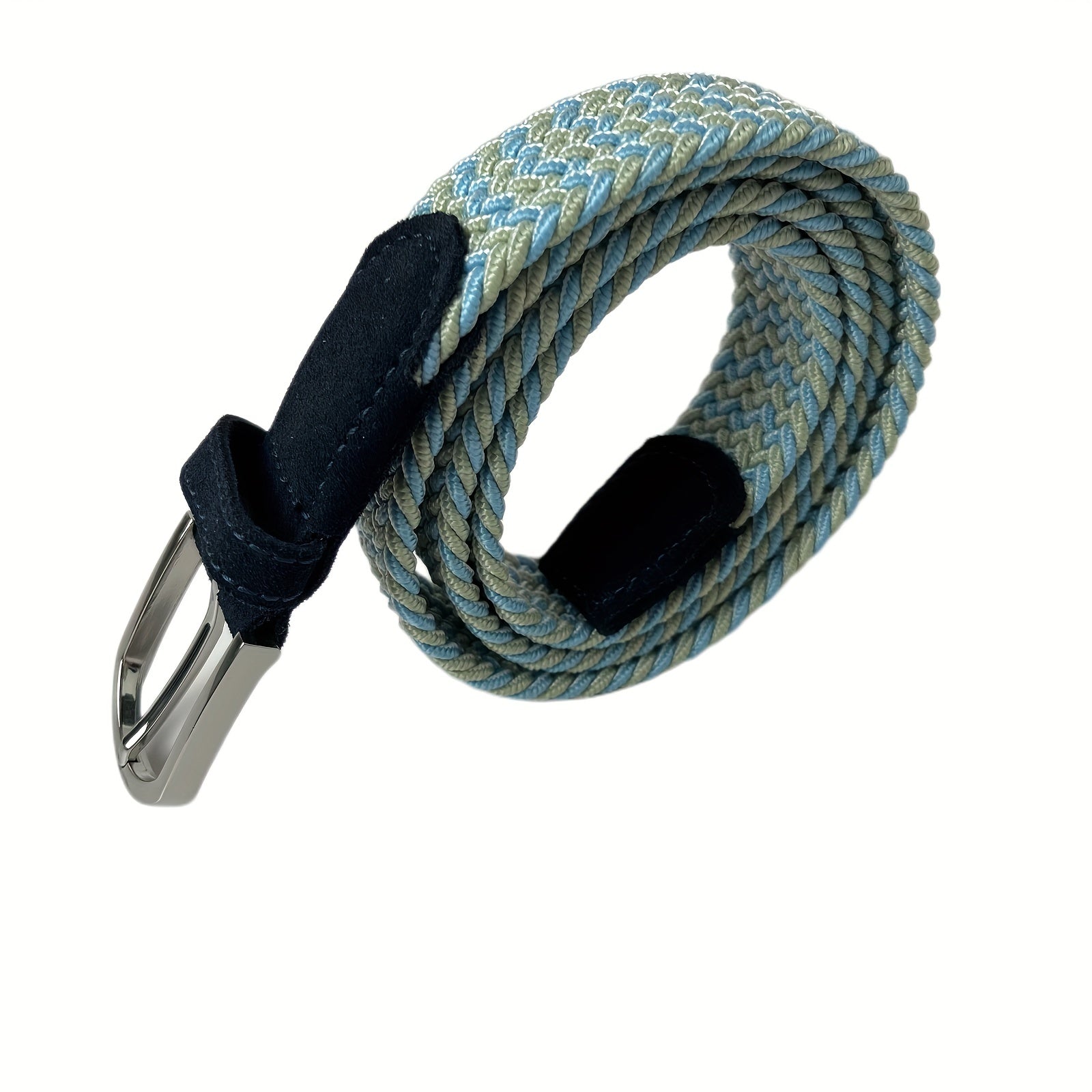 Elastic Braided Belt Pin Buckle Stretch Belt Canvas Waistband