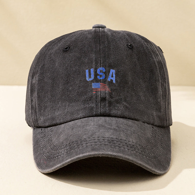 Solid Color Flag Baseball Cap Sun Hat for Men Women