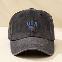 Solid Color Flag Baseball Cap Sun Hat for Men Women