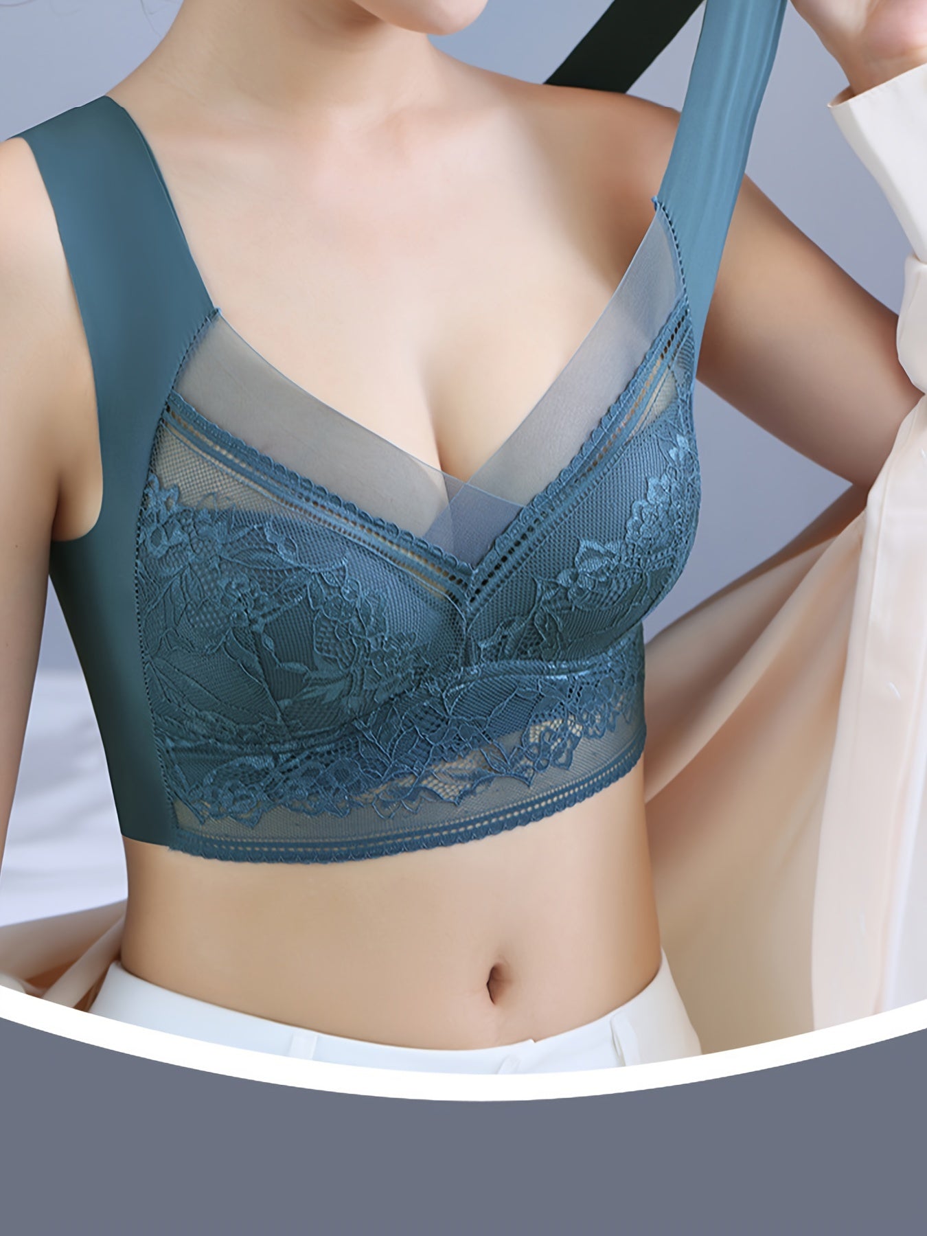 4pcs Full Coverage Floral Lace Sports Bra for Women Push-Up Yoga Bra
