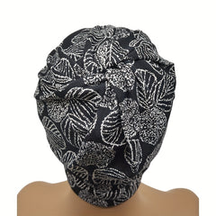 Leaf Print Beanie Turban Cap Soft Lightweight Chemo Hats