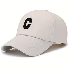 C Label Baseball Cap Cotton Solid Adjustable Sports Hat Outdoor Sunscree