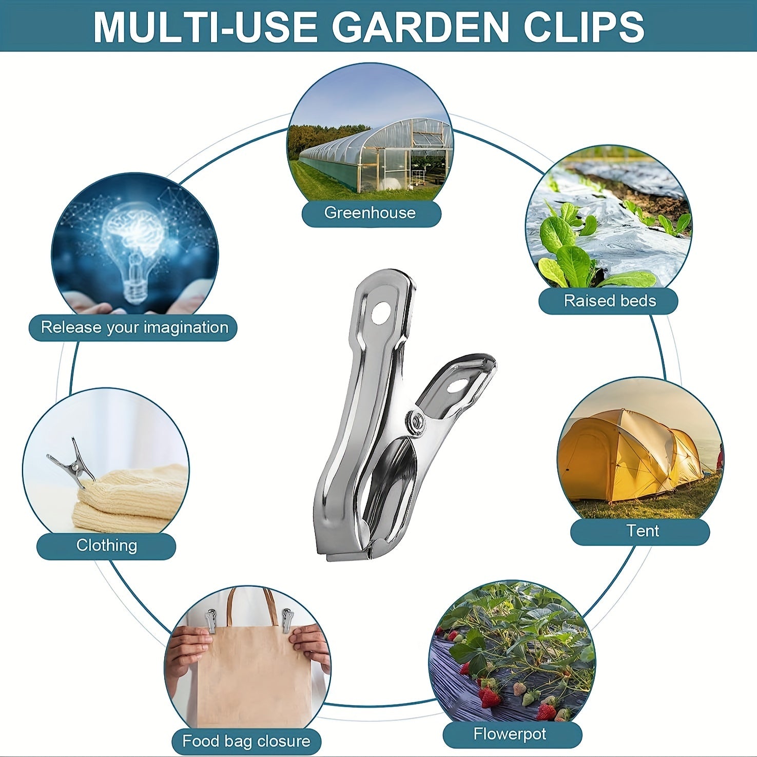 5pcs XL Stainless Steel Clothes Pegs Windproof Quilt Drying Racks Clip Rin