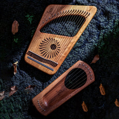 Hluru Lyre Harp 7 19 String Cherry Wood Professional Leyaqin Portable