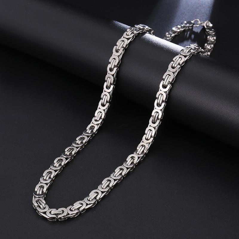Stainless Steel Funky Flat Chain Necklace for Men