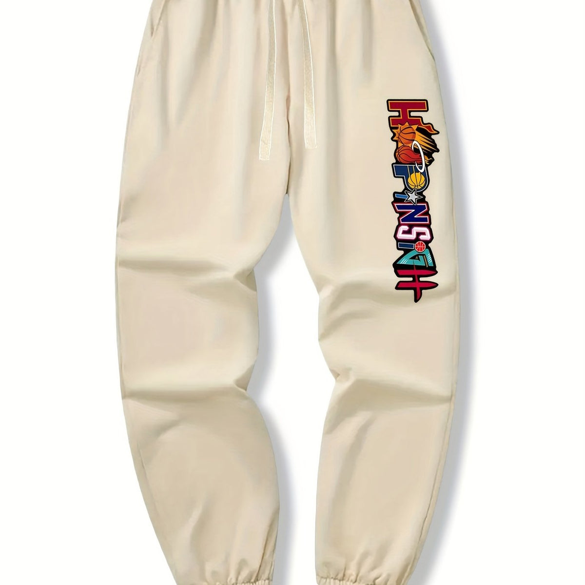 Letters & Basketball Drawstring Sweatpants Loose Fit Pants
