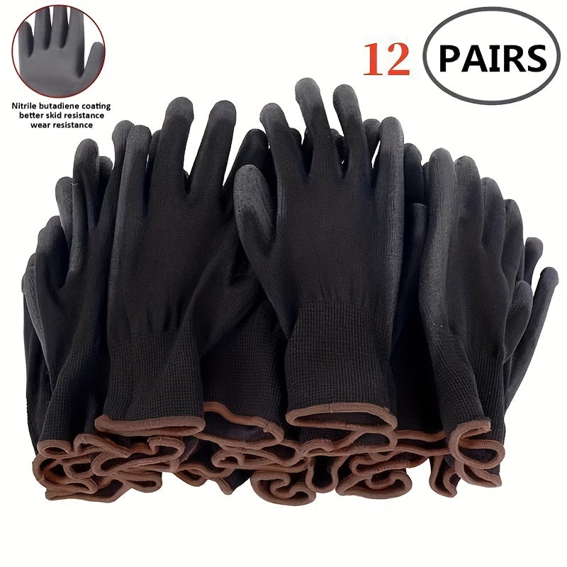 12 Pairs Protective Work Gloves Wear resistant Non slip Anti static Safety Glove
