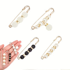 4pcs Faux Pearl Brooches Pins Sweater Shawl Clip