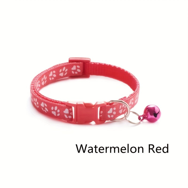 Adjustable Printed Cat Collar with Bell - Quick Release and Safe