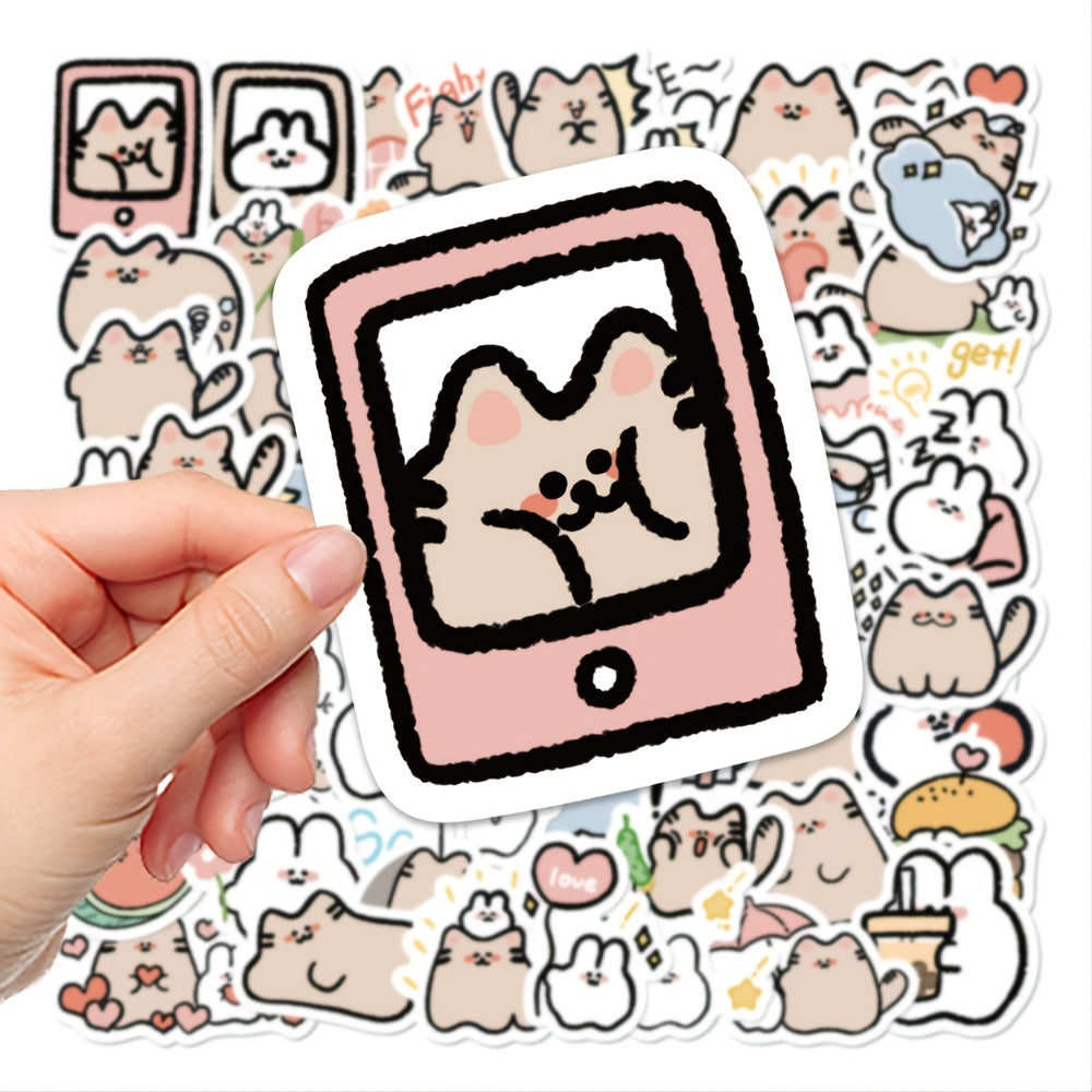 60pcs Cartoon Bunny Kitten Graffiti Stickers for DIY Projects