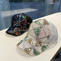 Geometric Sequin Hollow Out Hat Baseball Cap Sun Protection for Men