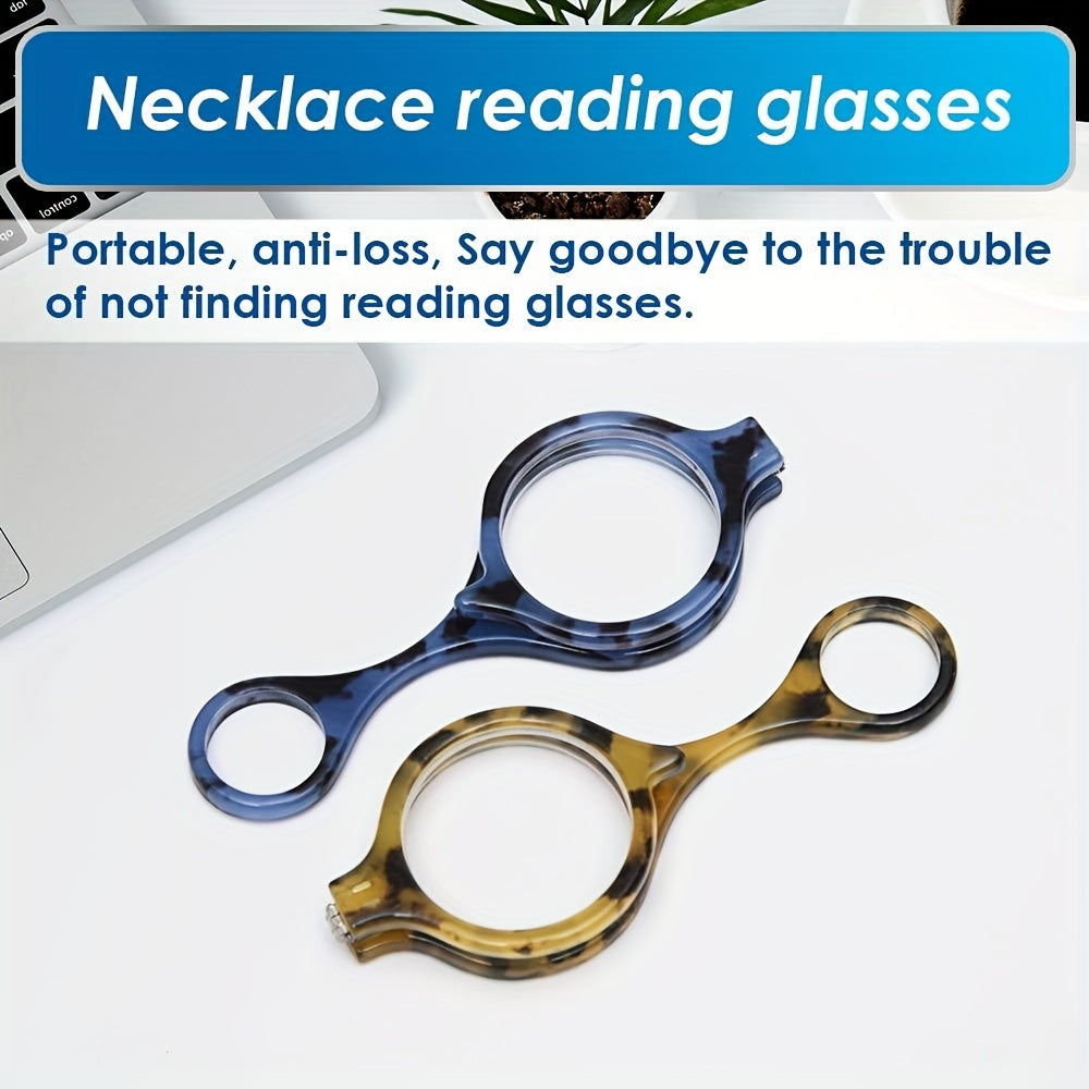 Tortoiseshell Foldable Reading Glasses Lightweight Necklace Readers