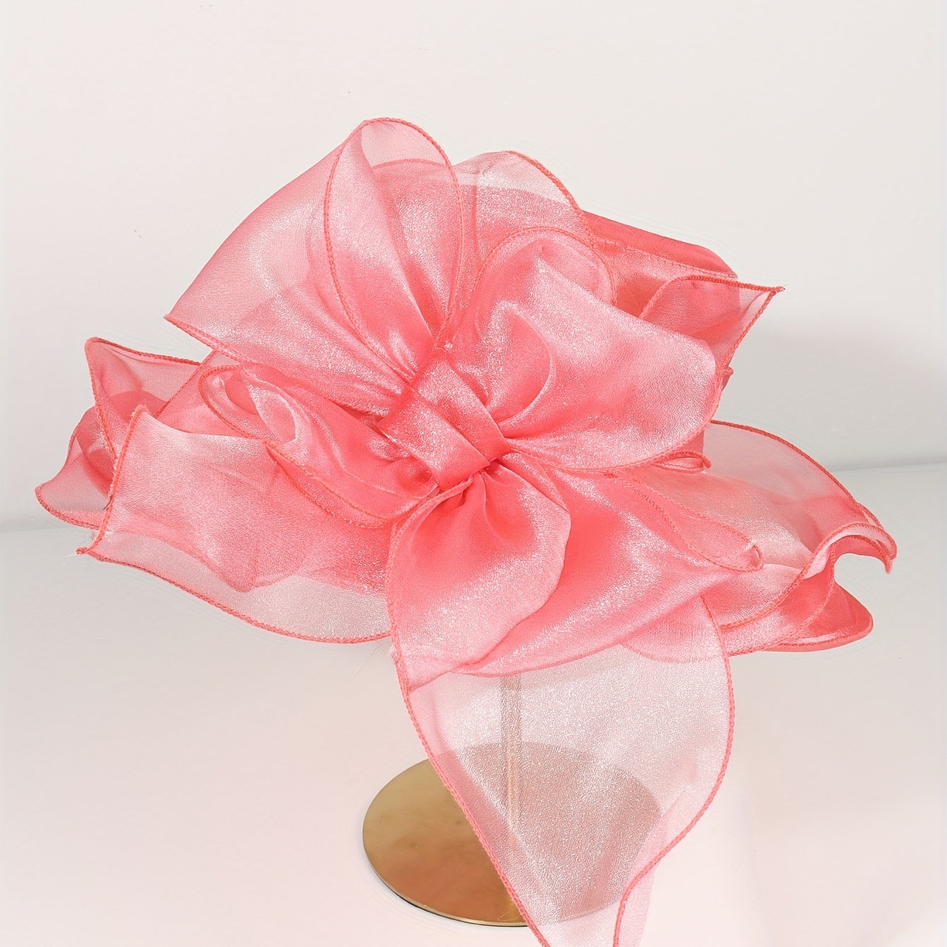 Watermelon Red Organza Sun Hat Mesh Breathable Derby Hat