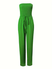 Shirred Drawstring Wide Leg Jumpsuit for Women