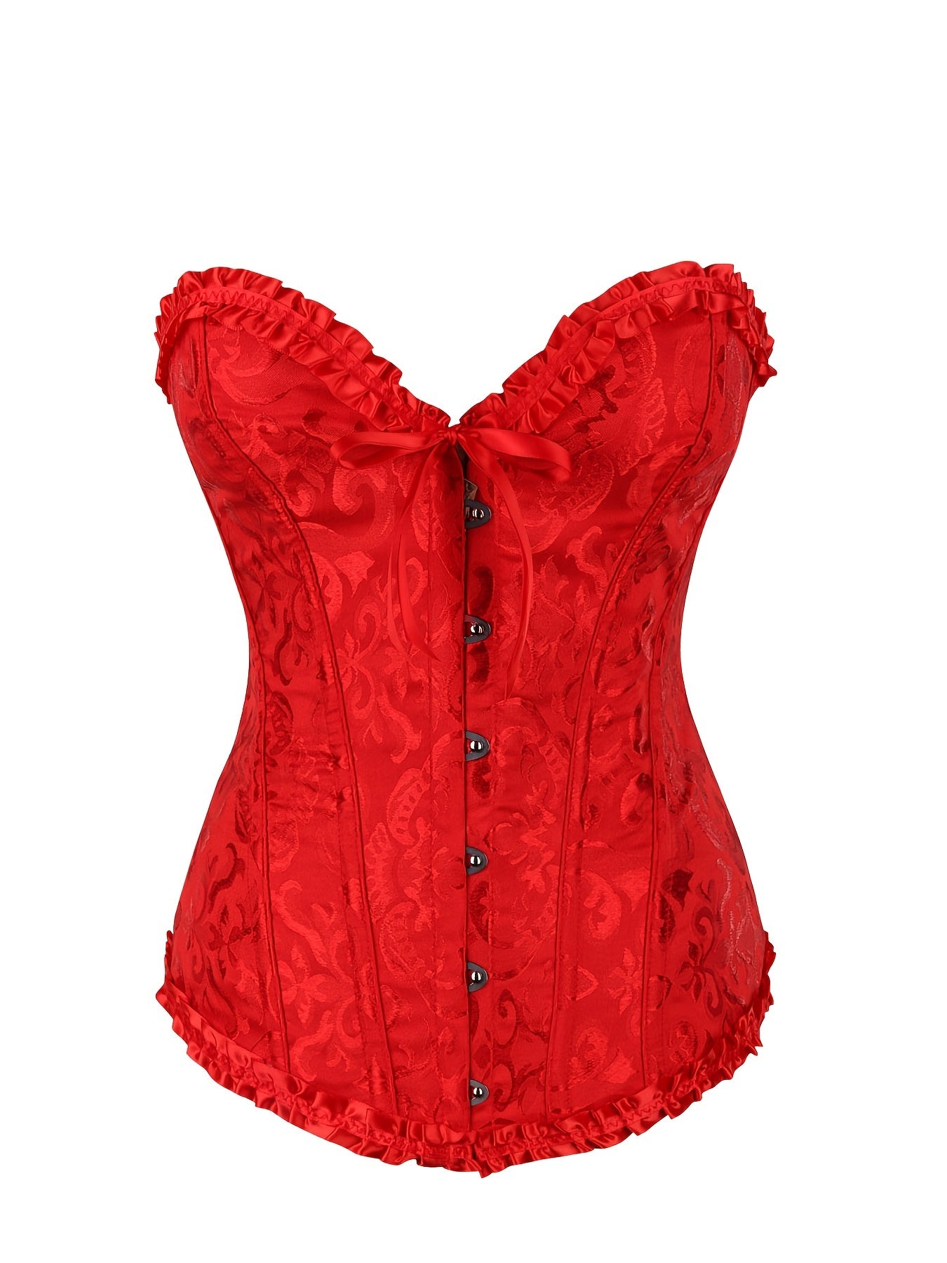 Lace Up Brocade Finish Corset Hourglass Body Shaper