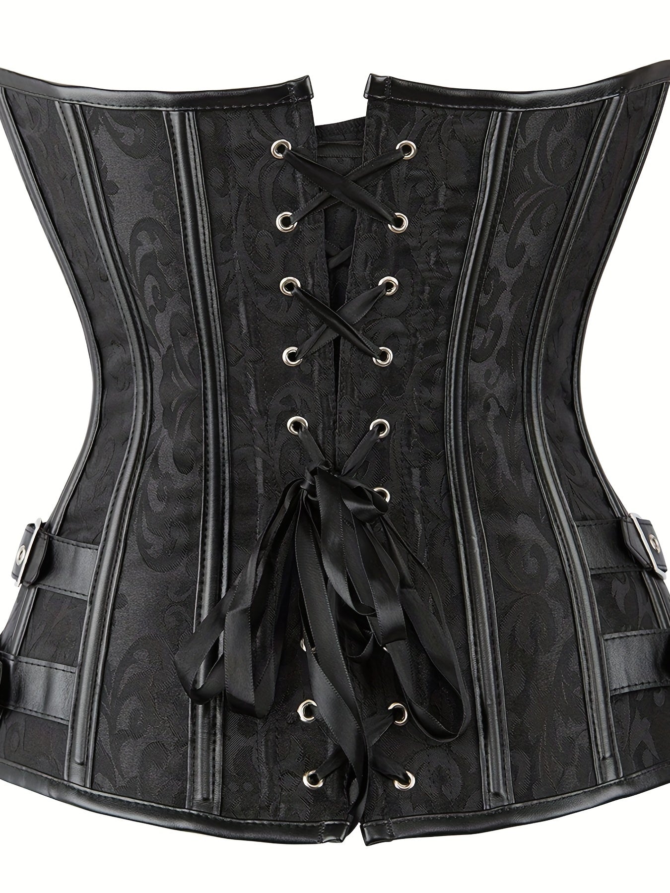 Floral Print Front Hook Corsets Tummy Control Lace Up Bustier