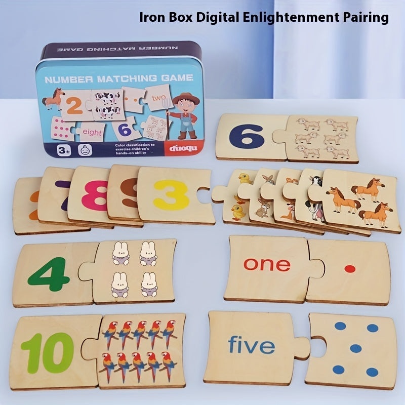 Wooden Number Matching Puzzle Educational Toy Set for Youngsters