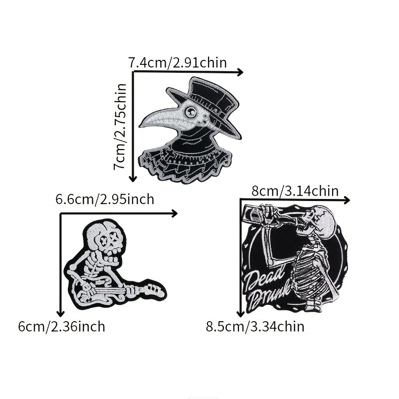Heavy Industry Skull Guitar Crow Embroidery Sticker