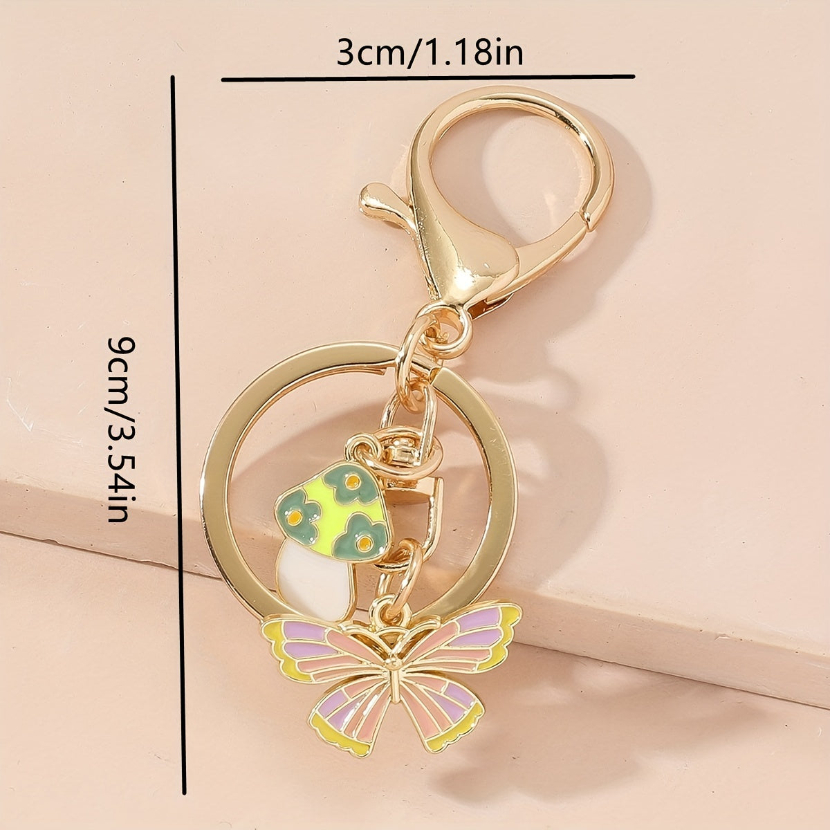 Butterfly Mushroom Keychain Purse Bag Charm