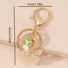 Butterfly Mushroom Keychain Purse Bag Charm