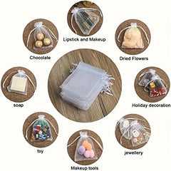 10pcs Transparent Organza Bag Wedding Gift Drawstring Soap Makeup Gauze Gift Bag
