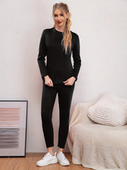 2Pcs Solid Thermal Underwear Set for Women