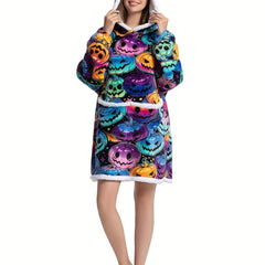 Pumpkin Pattern Dress Up Costume Plush Edge Hoodie