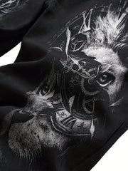 Men's Skull Pattern Washed Jeans Outdoor Pants
