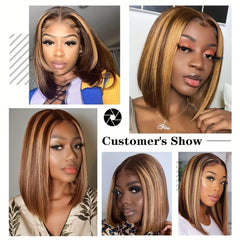 Human Hair Bob Wig Straight Lace Front Wig Brazilian Short Bob Wigs