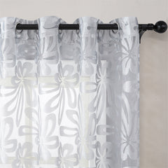 Geometric Tulle Curtain Brown Punch for Living Room Bedroom