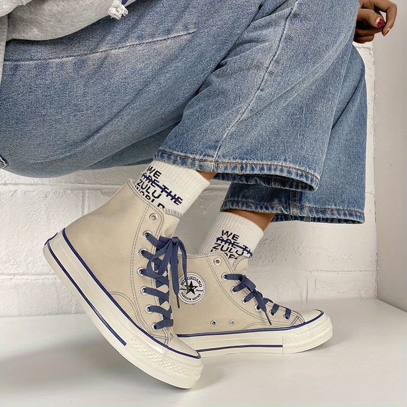 Women's High Top Canvas Sneakers Casual Lace Up Flat Skate Shoes