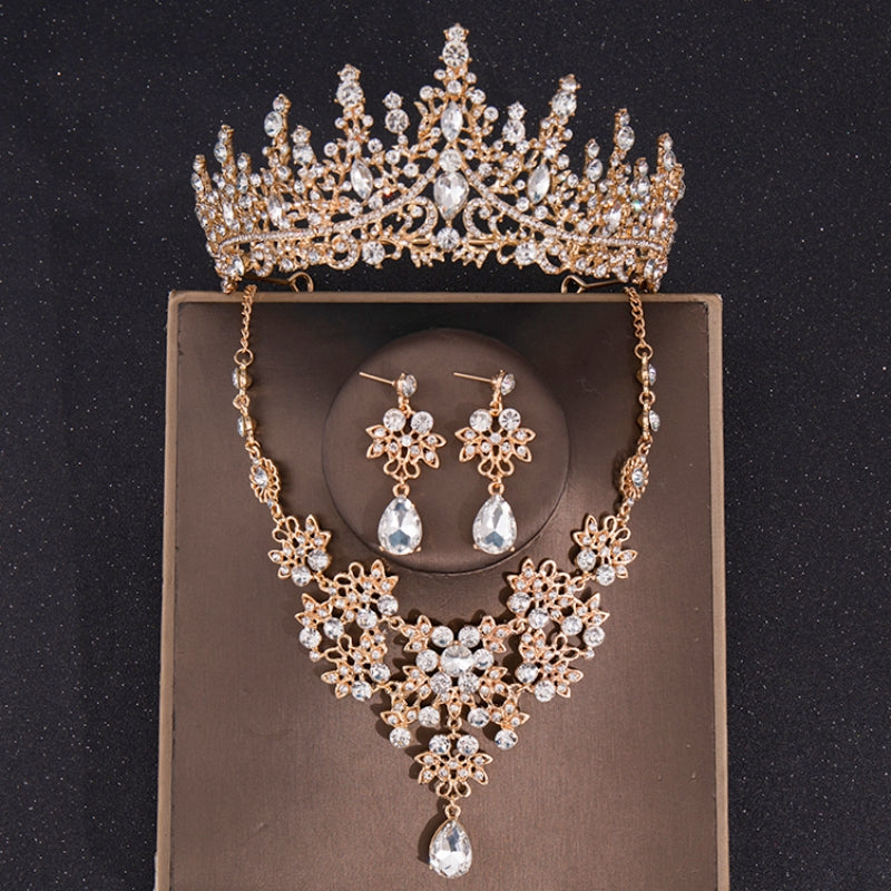 Baroque Vintage Crystal Crown Bridal Jewelry Sets