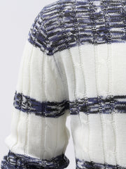 Men's Knitted Block Sweater Round Neck Warm Pullover for Fall Winter