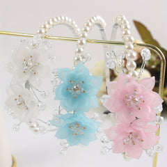 Crystal Flower Headband Faux Pearl Hair Band Wedding Bridal Hair Accessories