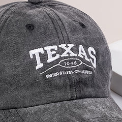 Distressed Baseball Cap Texas Embroidery Adjustable Sun Hats