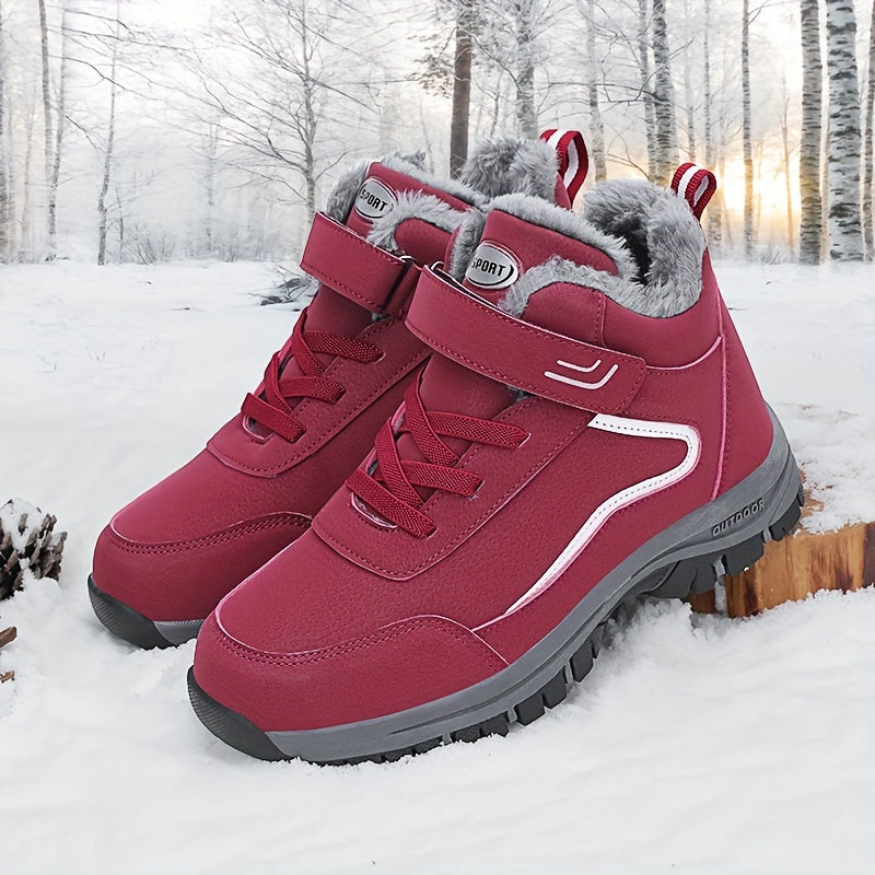 Plush Fur Lined Slip On Thermal Snow Shoes - Winter Sport Shoes