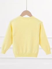 Toddler Girls' Peach Pattern Knitted Sweater Cardigan