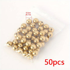 50pcs Brass Round Ball Space Beads 3 4 5 6 8mm DIY Necklaces Jewelry Making