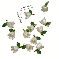 Pearly Bell Orchid Pendant Leaf Flower for DIY Jewelry Accessories