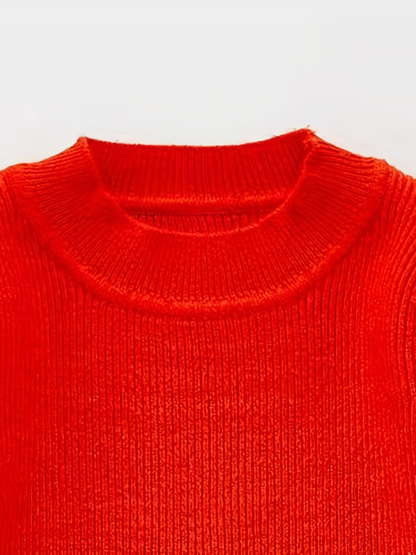 Toddler Girl Knitted Sweater Top Lantern Sleeve Pullover Crew Neck Sweatshirt