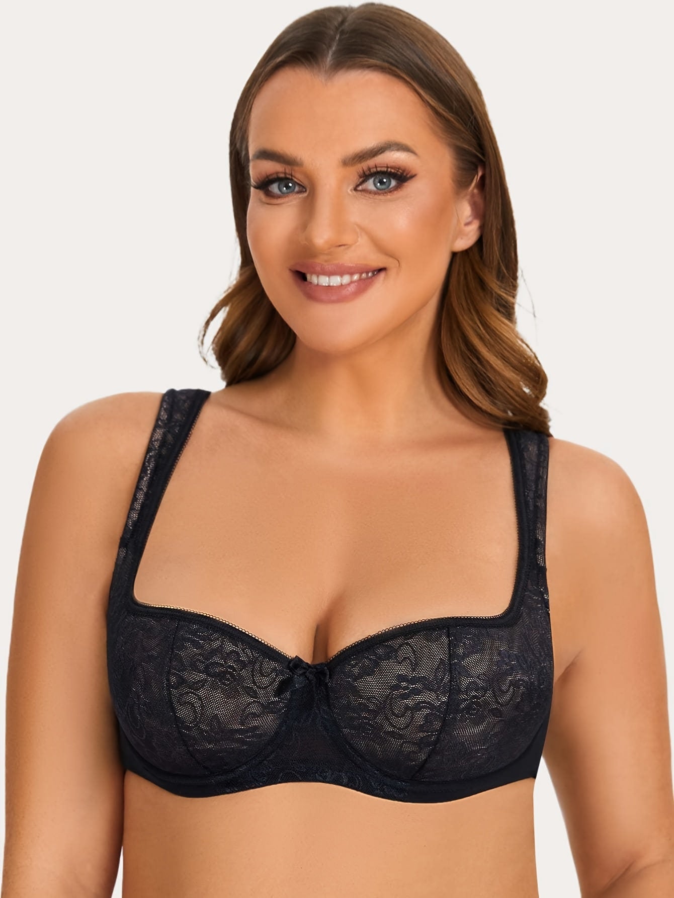  Floral Lace Underwire Balconette Bra