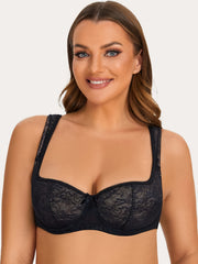  Floral Lace Underwire Balconette Bra