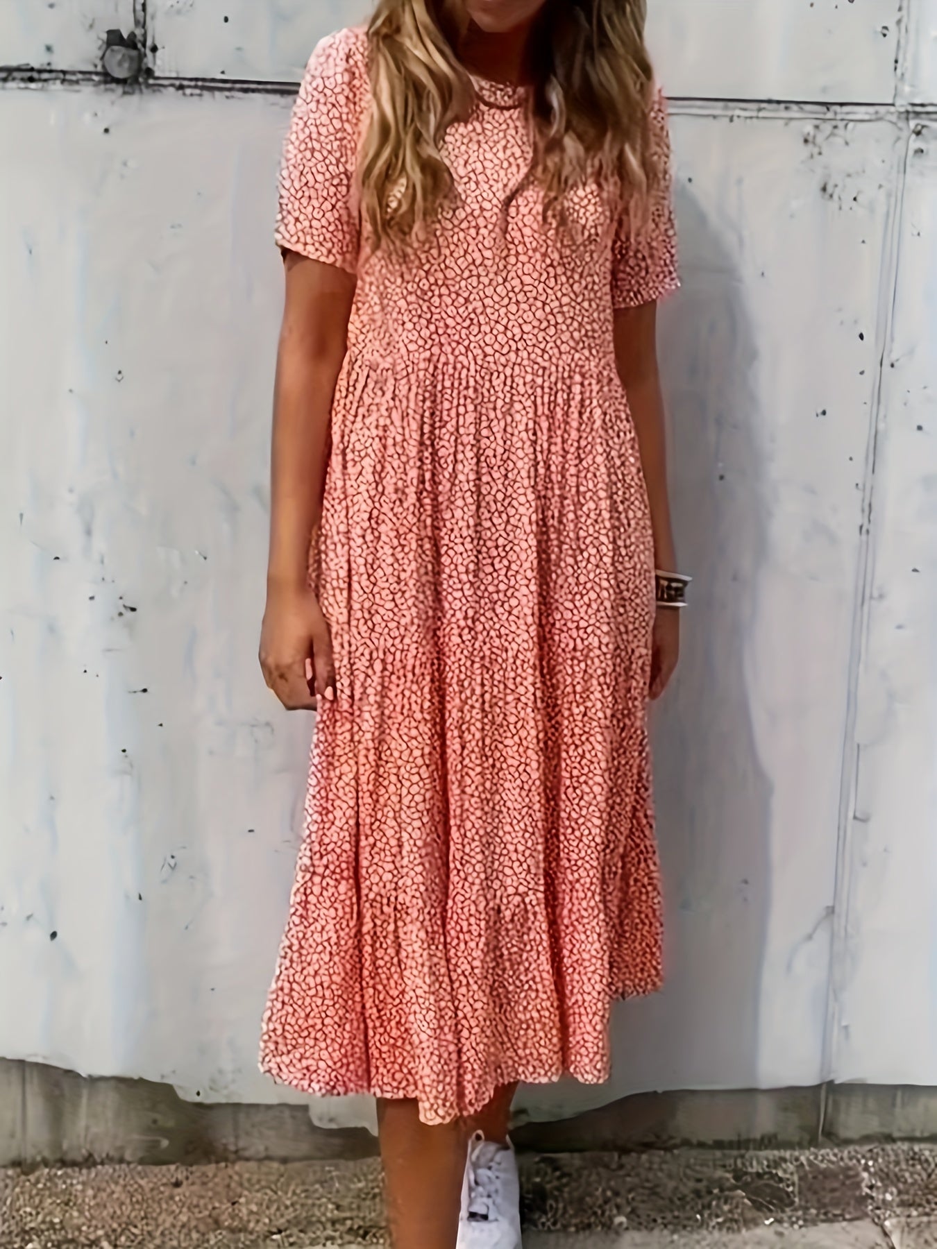  Dalmatian Print Smock Maxi Dress
