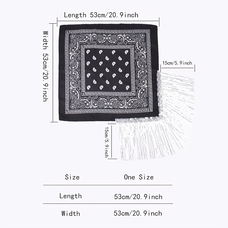 Sequins Tassel Polyester Scarf Women Bandana